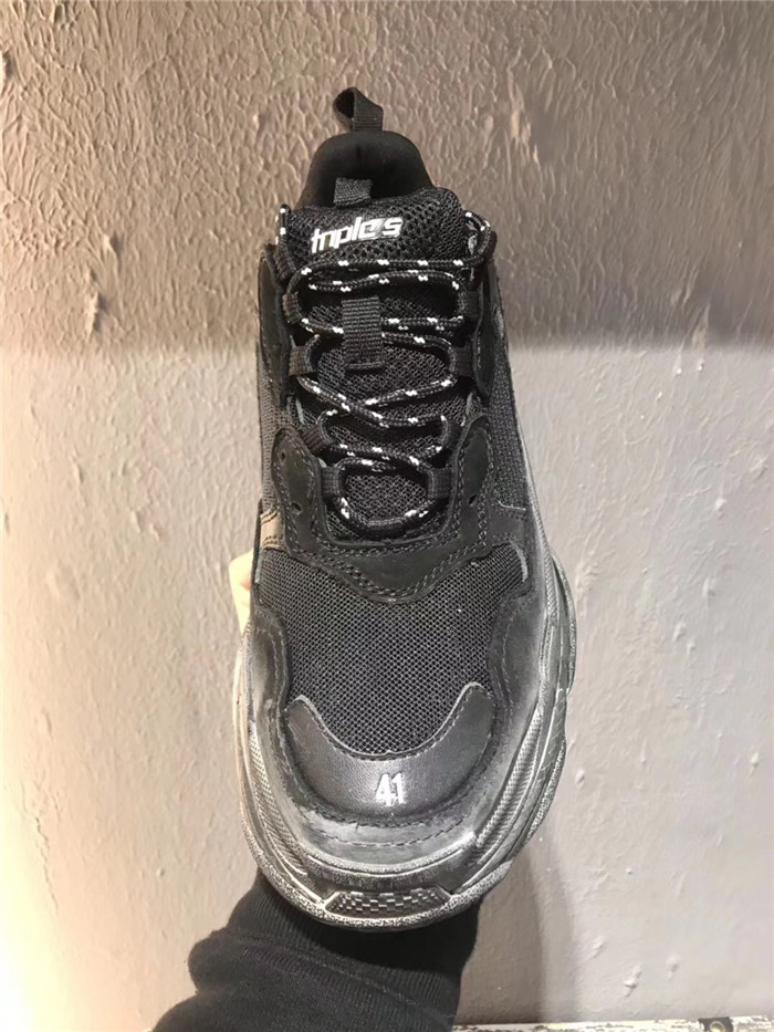 High Quality Balenciaga Triple S Sneaker Black shoe body/Transparent sole/Black mesh cloth 8DF2A627F179