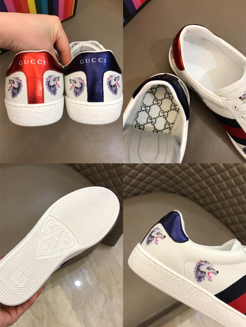 Gucci Perfect Quality Sneakers White and wolf print with white sole MS02676