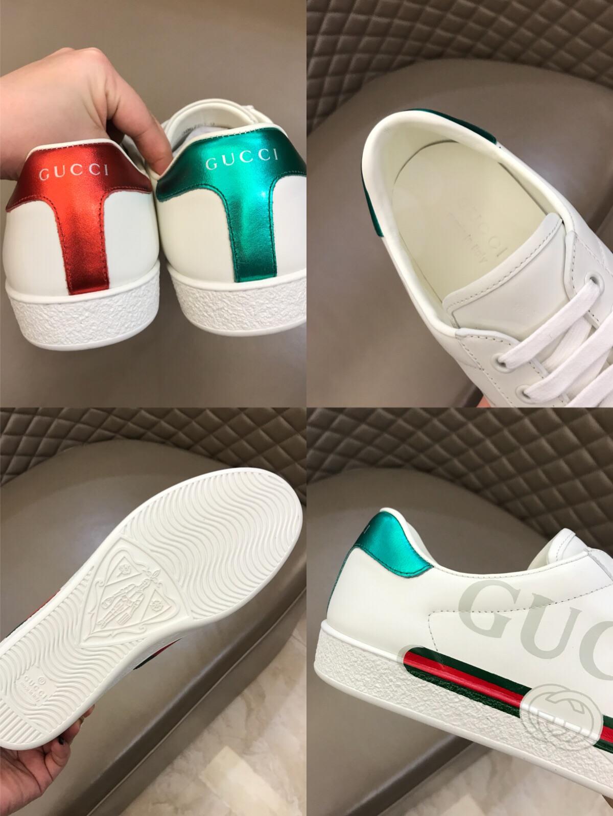 Gucci Perfect Quality Sneakers White and Gucci vintage logo print with White rubber sole MS02668