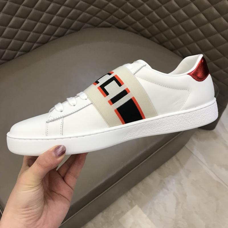 Gucci Perfect Quality Sneakers White and Gucci jacquard stripe stretch with White rubber sole MS02688