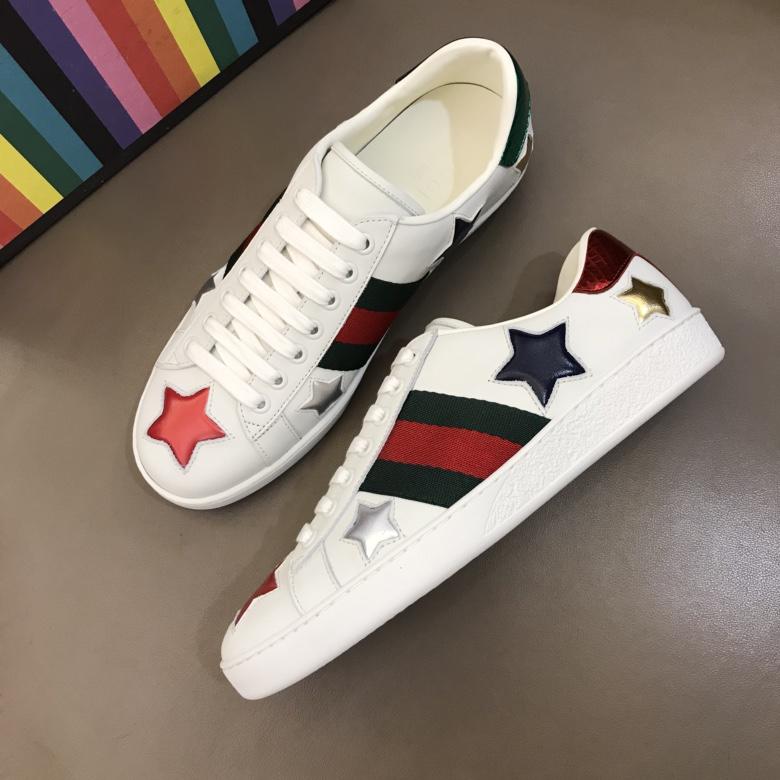 Gucci Perfect Quality Sneakers White and Green and red web details with White rubber sole MS02675