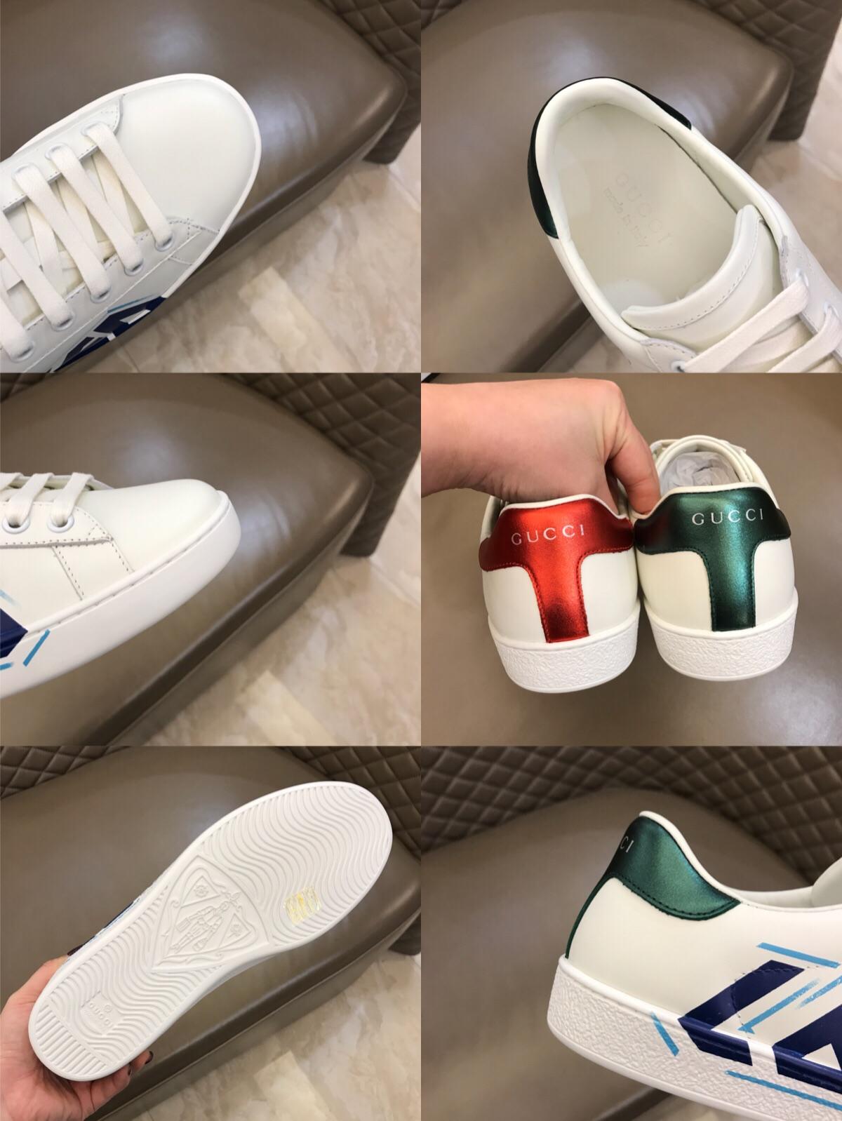 Gucci Perfect Quality Sneakers White and "Loved" print with White rubber sole MS02699