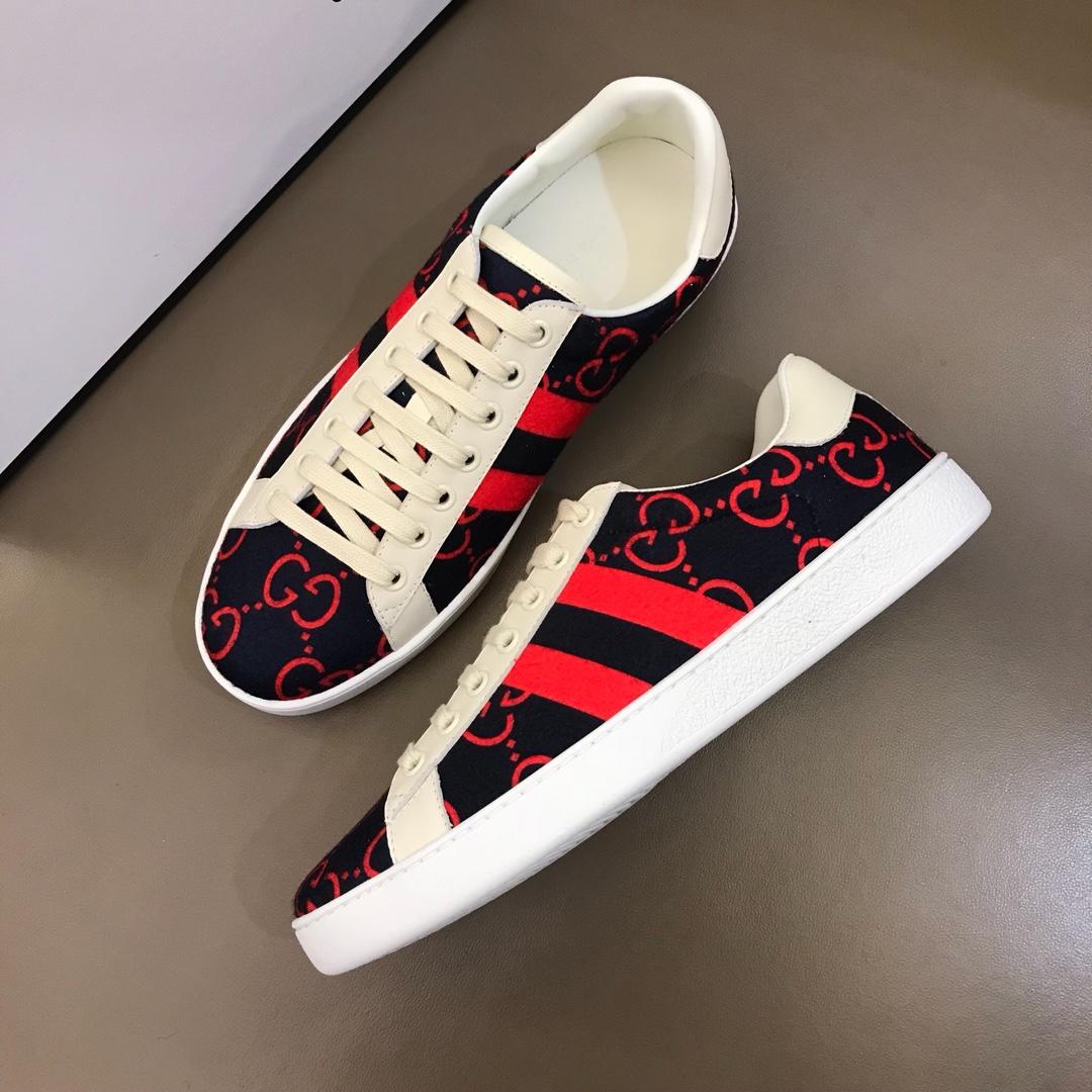 Gucci Perfect Quality Sneakers Dark blue and red GG print with white sole MS02696