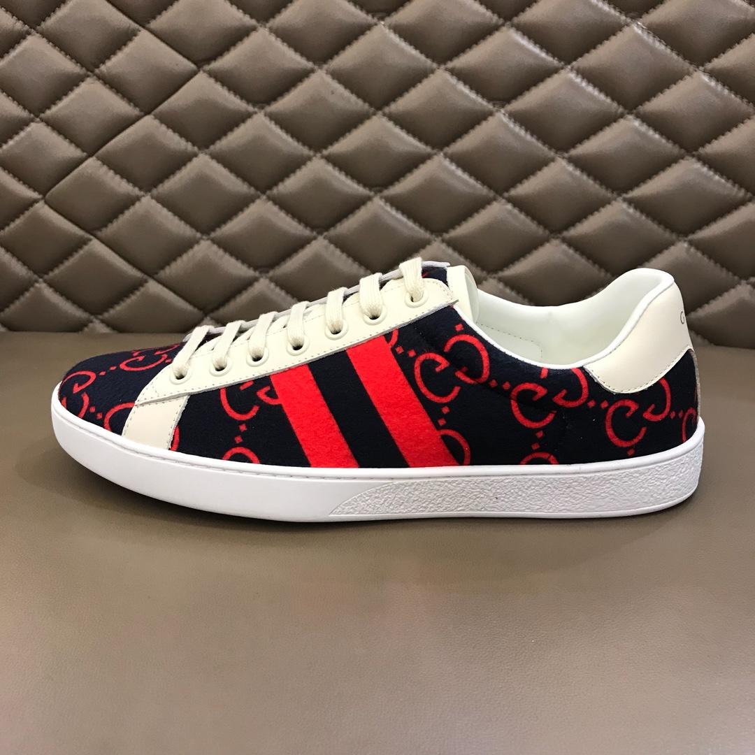 Gucci Perfect Quality Sneakers Dark blue and red GG print with white sole MS02696