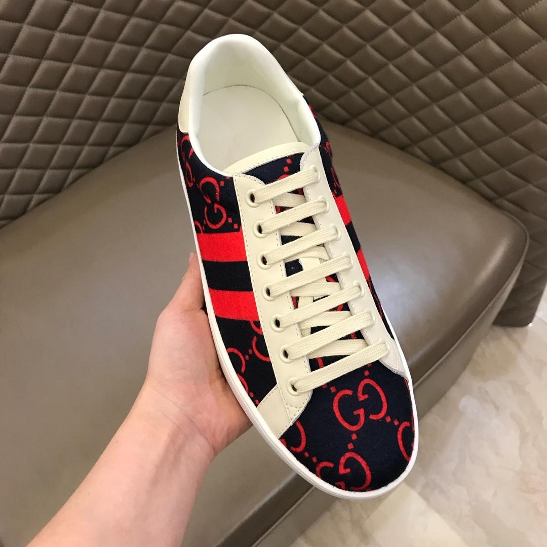 Gucci Perfect Quality Sneakers Dark blue and red GG print with white sole MS02696