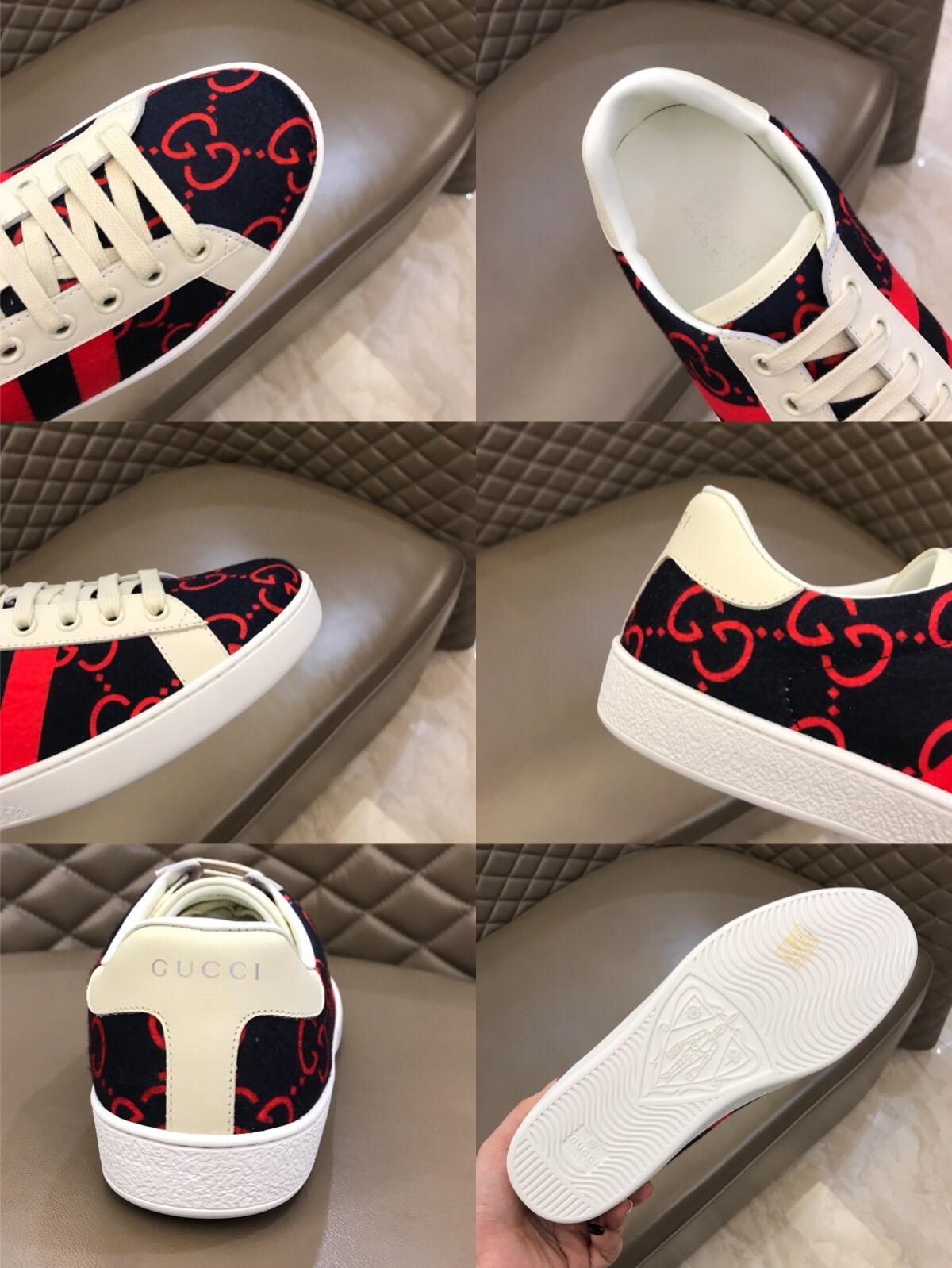 Gucci Perfect Quality Sneakers Dark blue and red GG print with white sole MS02696