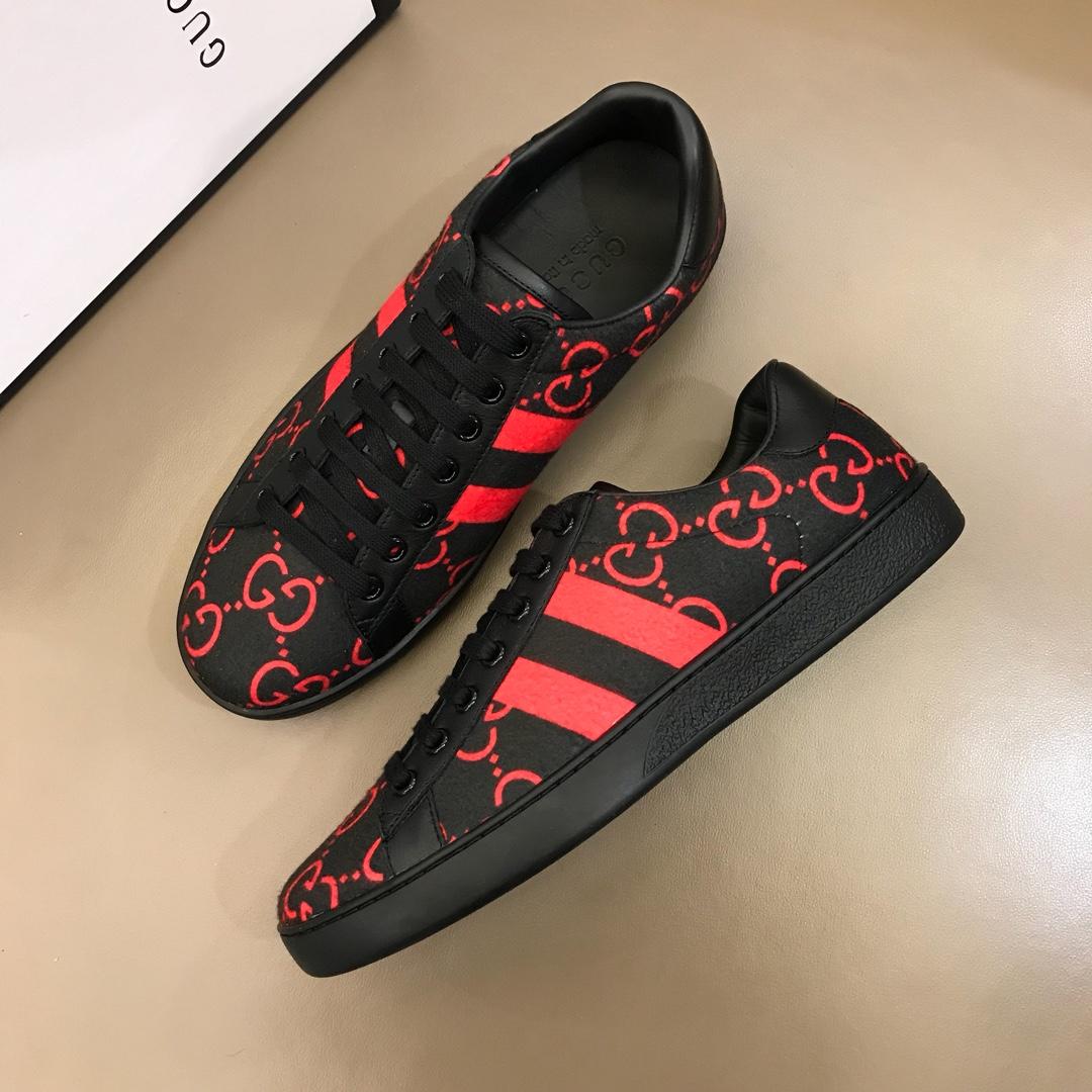 Gucci Perfect Quality Sneakers Black and red GG print with black sole MS02697