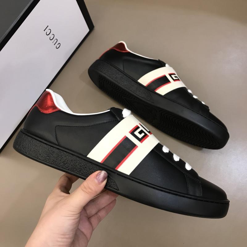 Gucci Perfect Quality Sneakers Black and Gucci jacquard stripe stretch with Black rubber sole MS02687