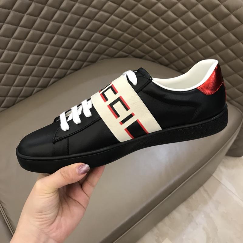 Gucci Perfect Quality Sneakers Black and Gucci jacquard stripe stretch with Black rubber sole MS02687