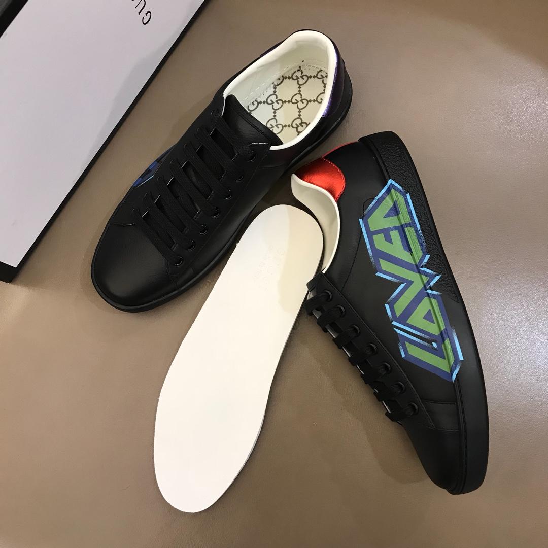 Gucci Perfect Quality Sneakers Black and  "Loved" print with Black rubber sole MS02698