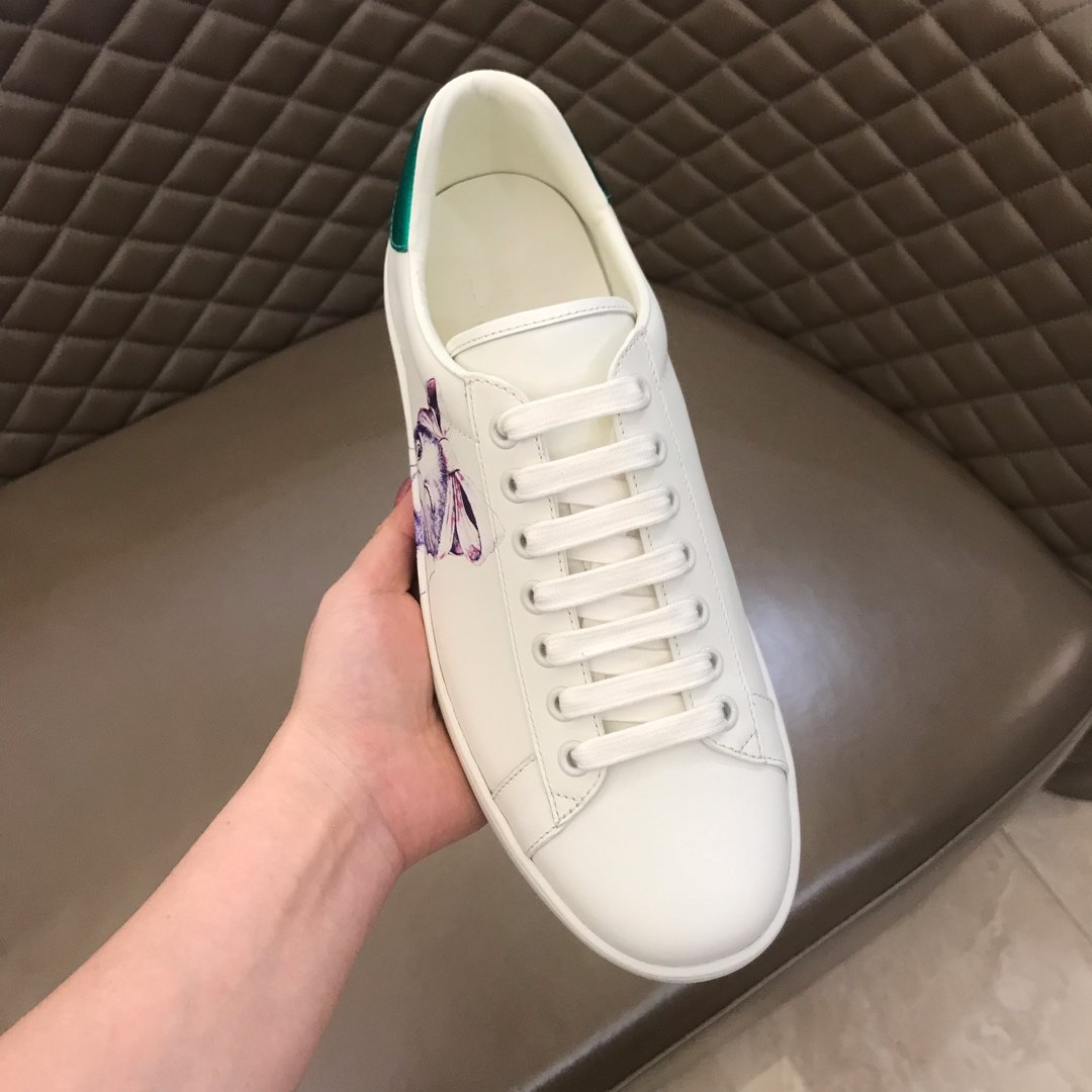 Gucci High Quality Sneakers White and Mystic Cat print with White rubber sole MS021190