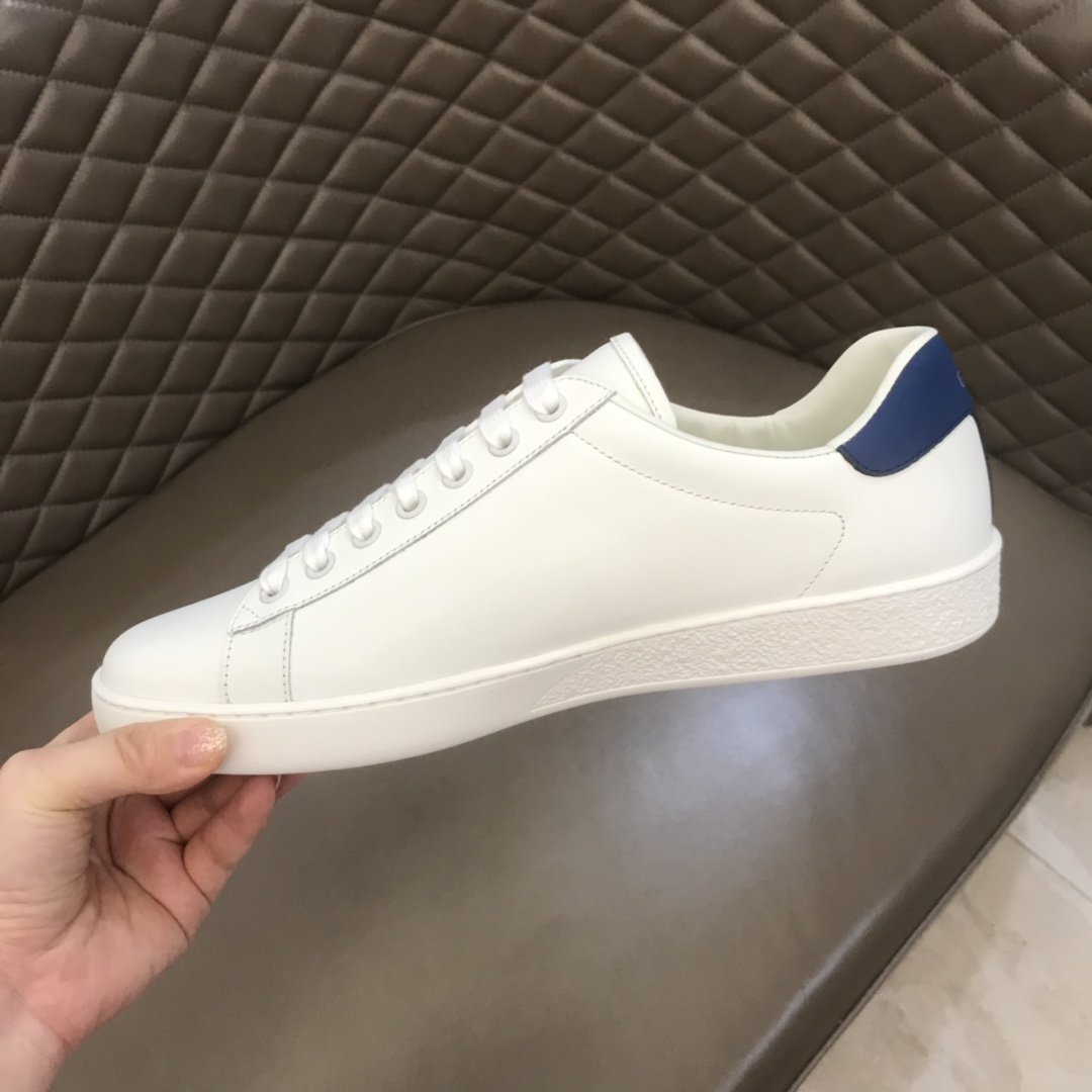 Gucci High Quality Sneakers White and Gucci Tennis Embroidery with Blue leather heel MS021188