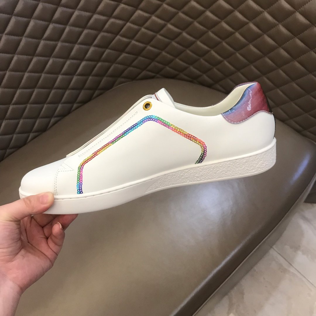 Gucci High Quality Sneakers White and Gucci sequins and white rubber sole MS021200