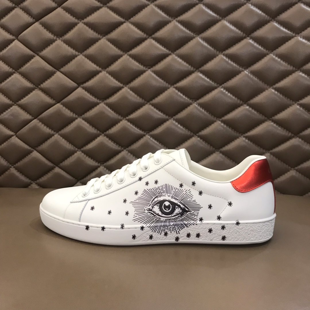 Gucci High Quality Sneakers White and eyes print with White rubber sole MS021194