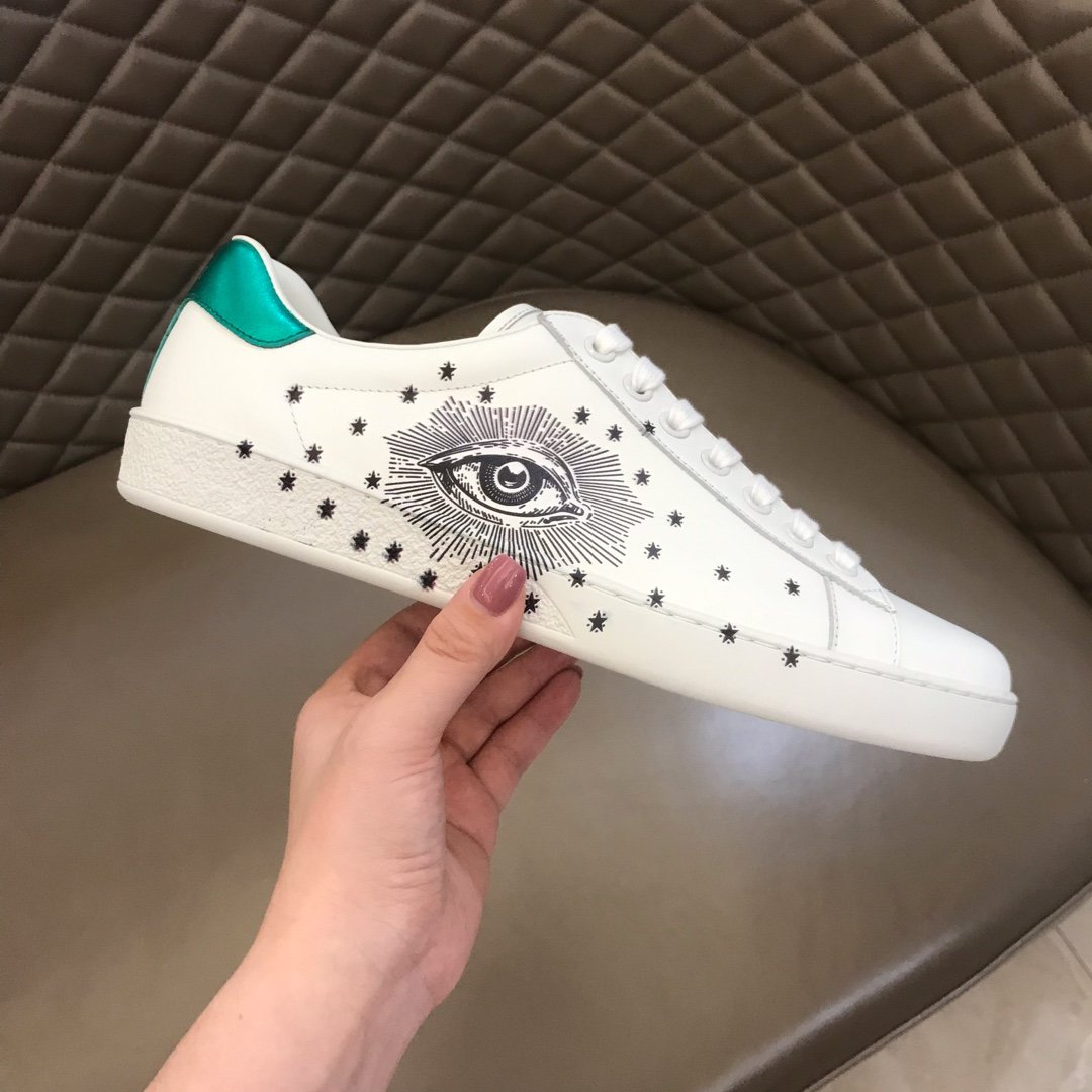 Gucci High Quality Sneakers White and eyes print with White rubber sole MS021194