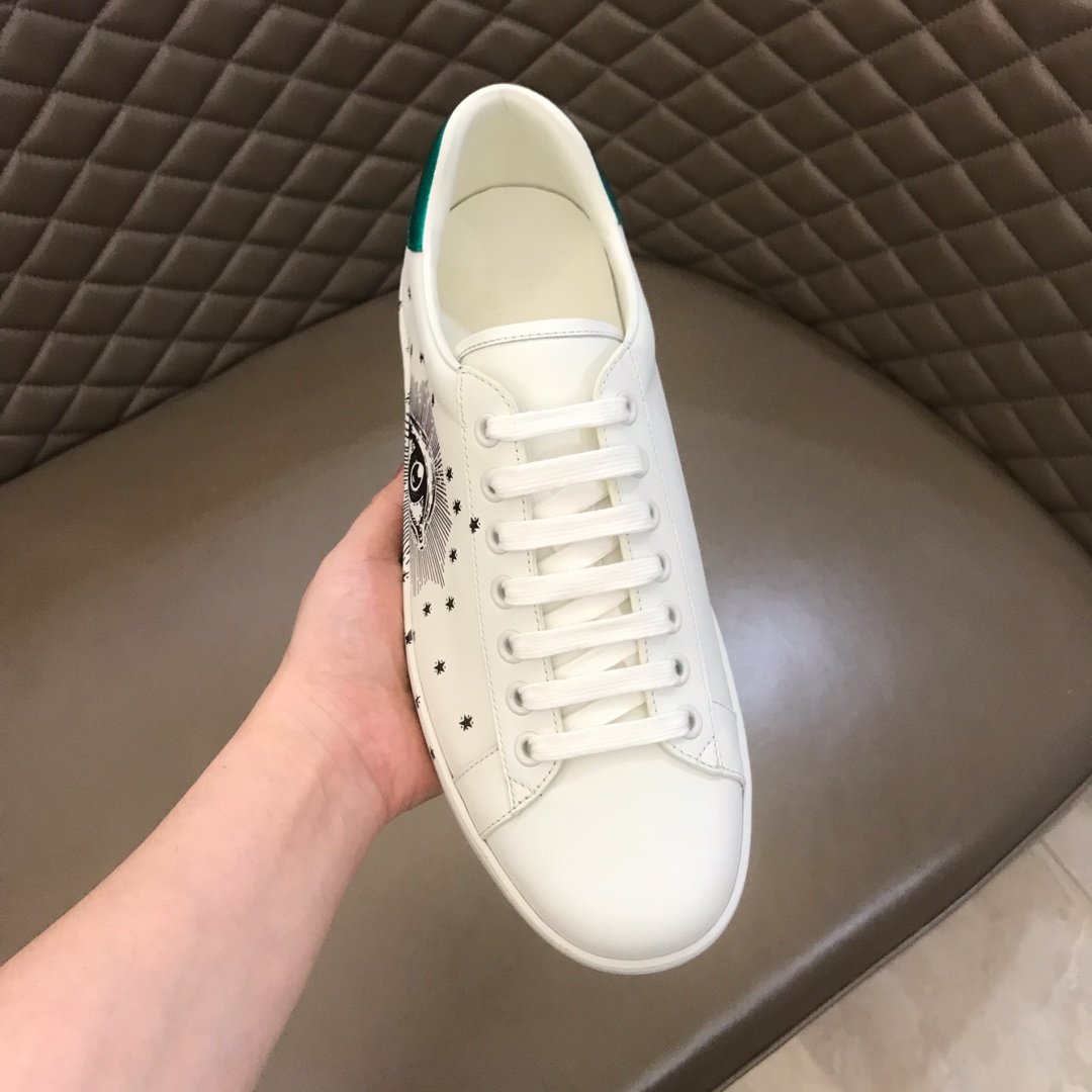 Gucci High Quality Sneakers White and eyes print with White rubber sole MS021194