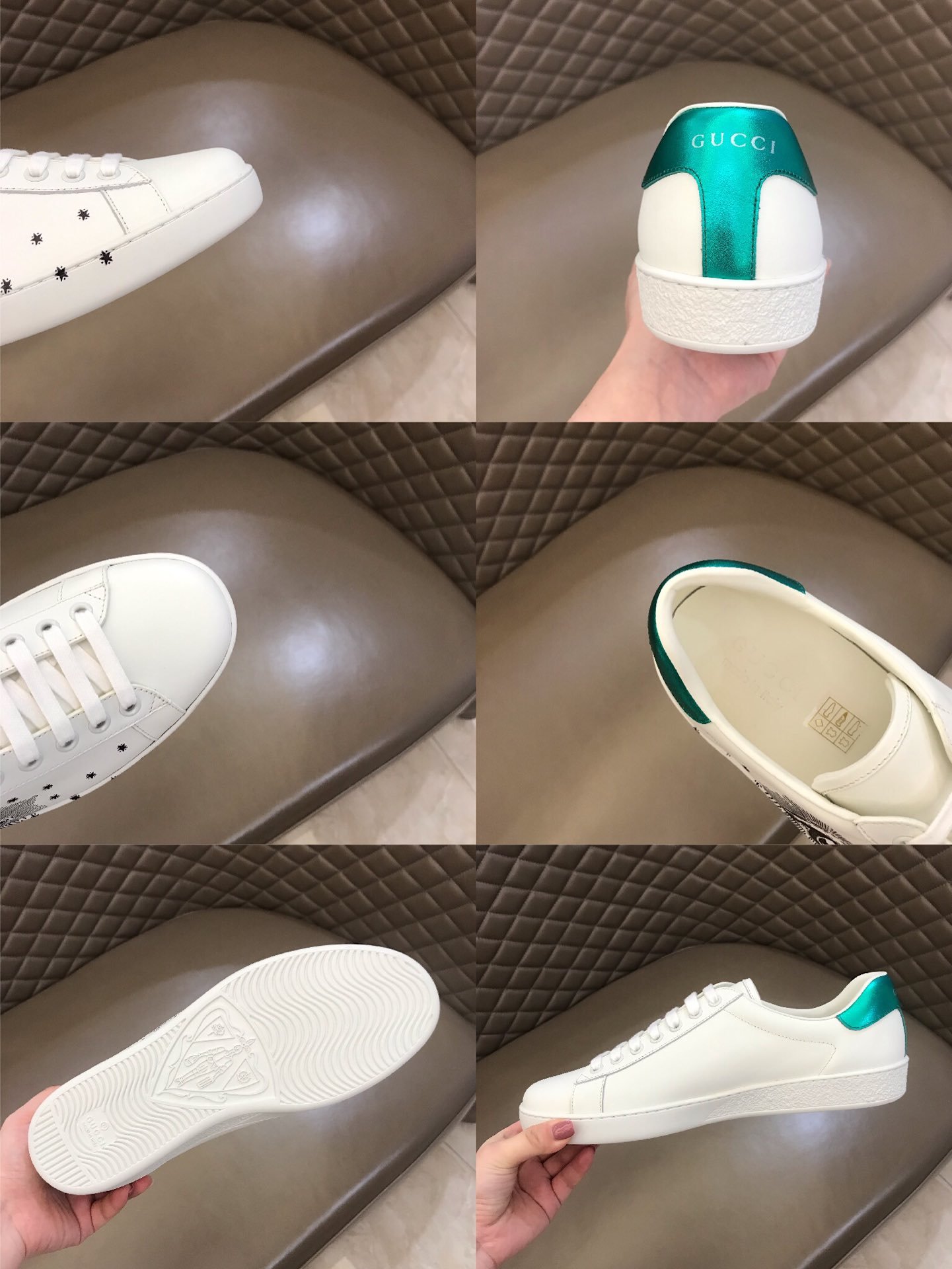 Gucci High Quality Sneakers White and eyes print with White rubber sole MS021194