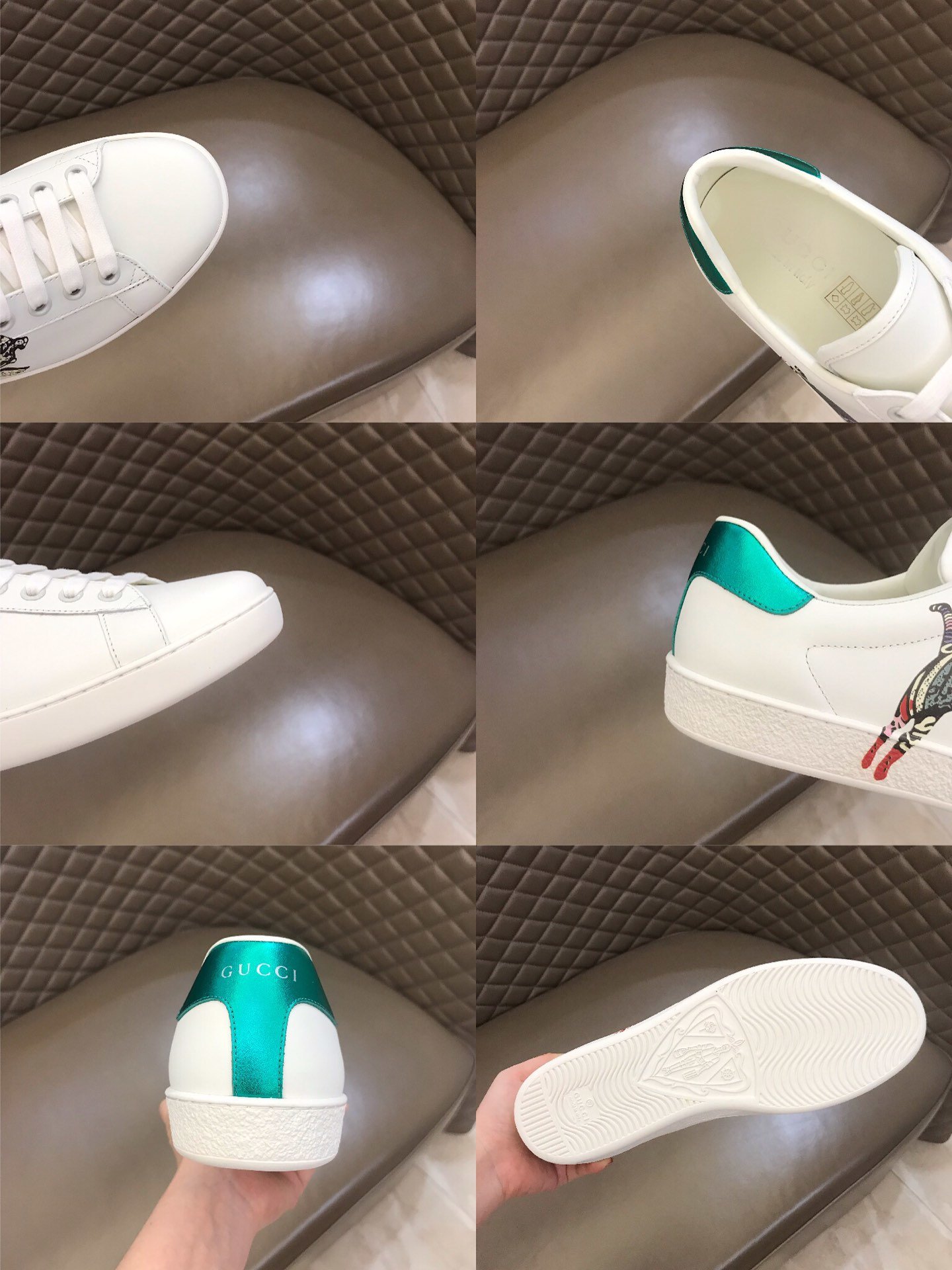 Gucci High Quality Sneakers White and cheetah print and white rubber sole MS021201