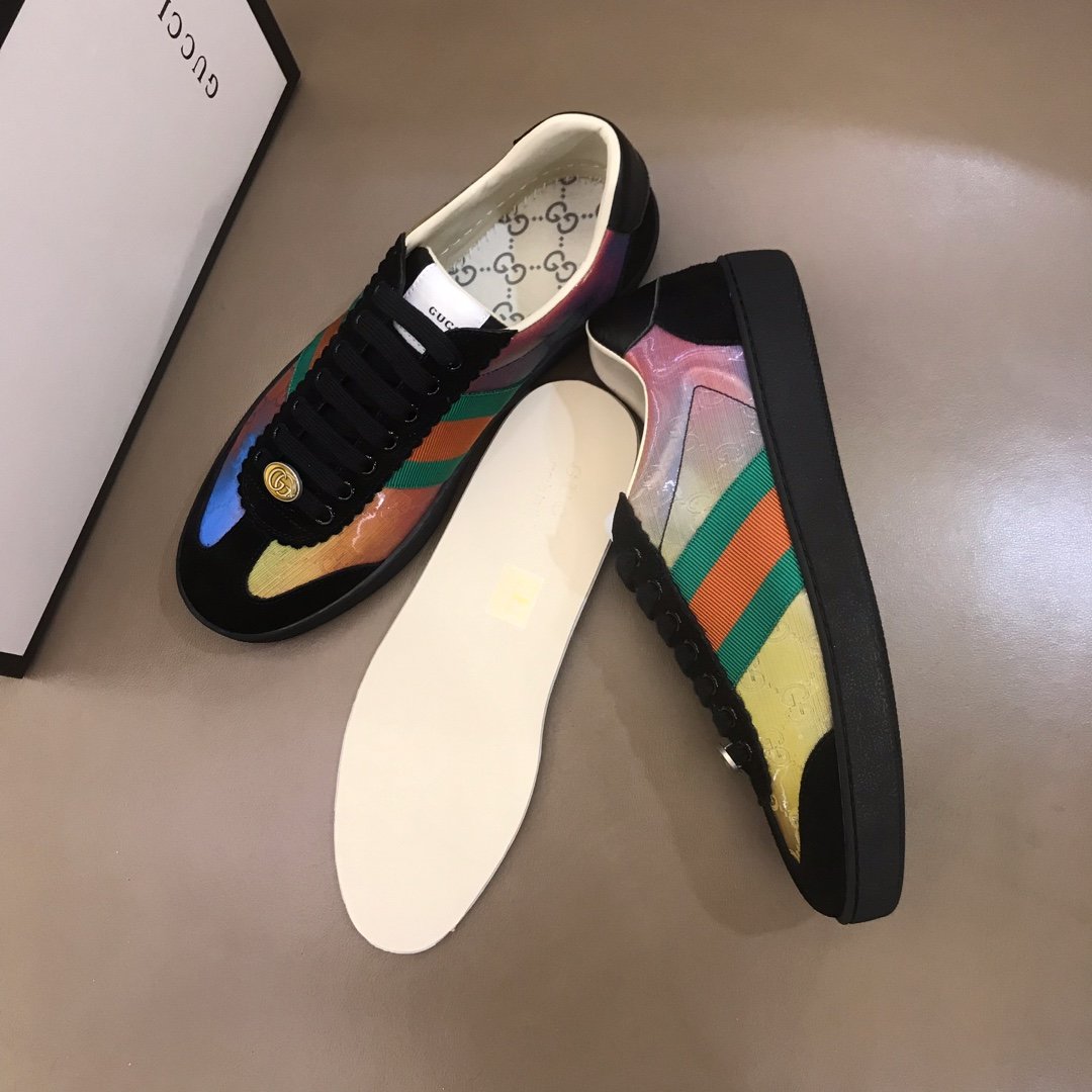 Gucci High Quality Sneakers Iridescent and black suede and black rubber soles MS021192