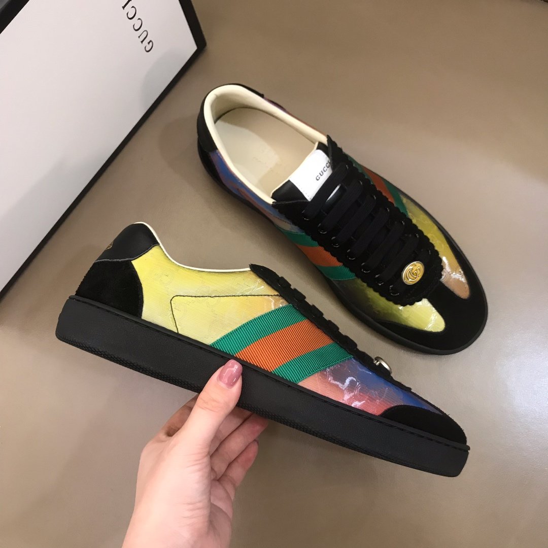 Gucci High Quality Sneakers Iridescent and black suede and black rubber soles MS021192