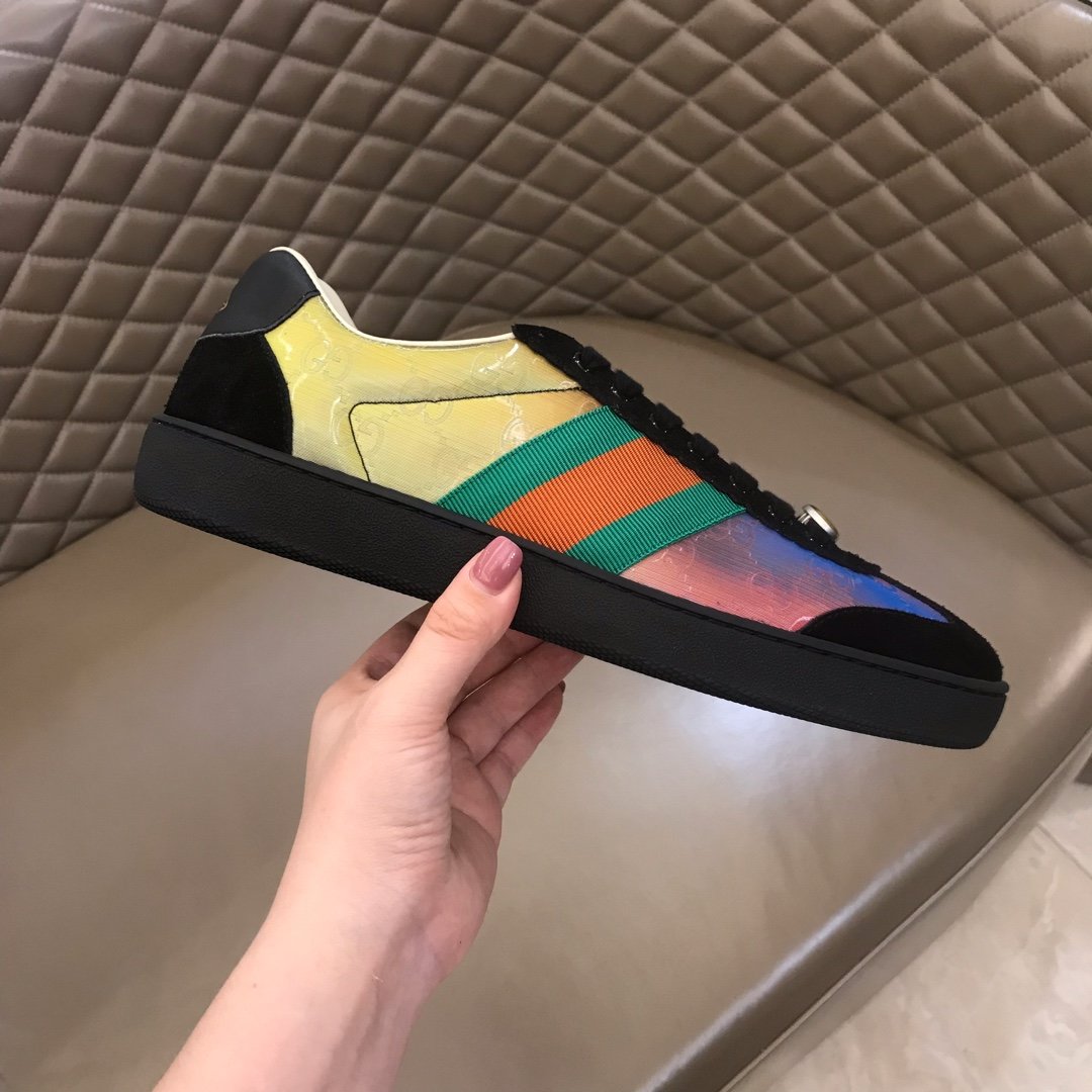 Gucci High Quality Sneakers Iridescent and black suede and black rubber soles MS021192