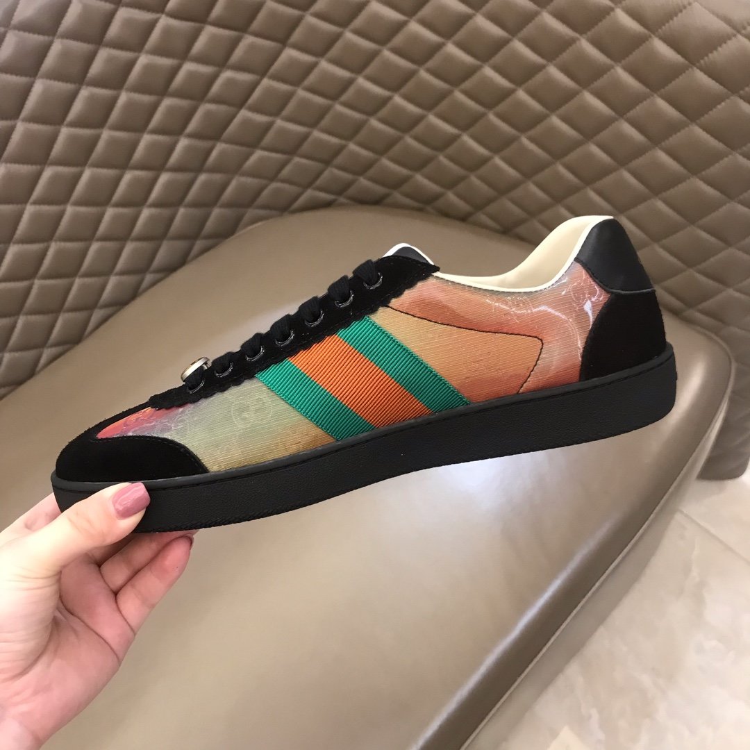 Gucci High Quality Sneakers Iridescent and black suede and black rubber soles MS021192