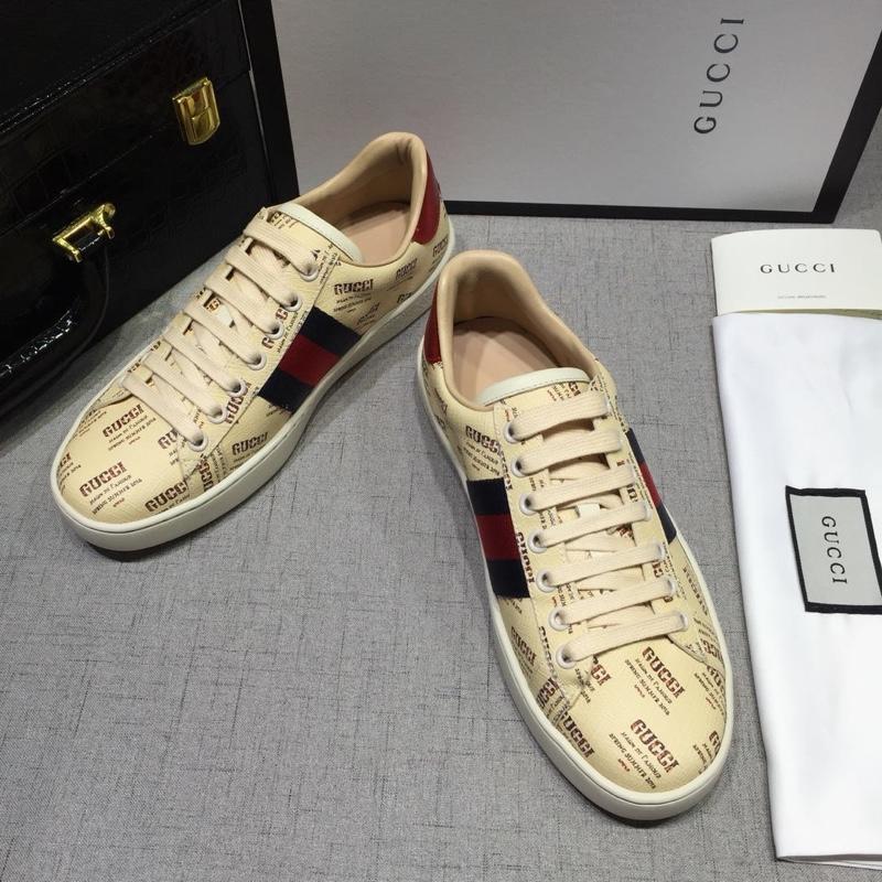 Gucci Fashion Sneakers Yellow and Gucci print with white sole MS07753