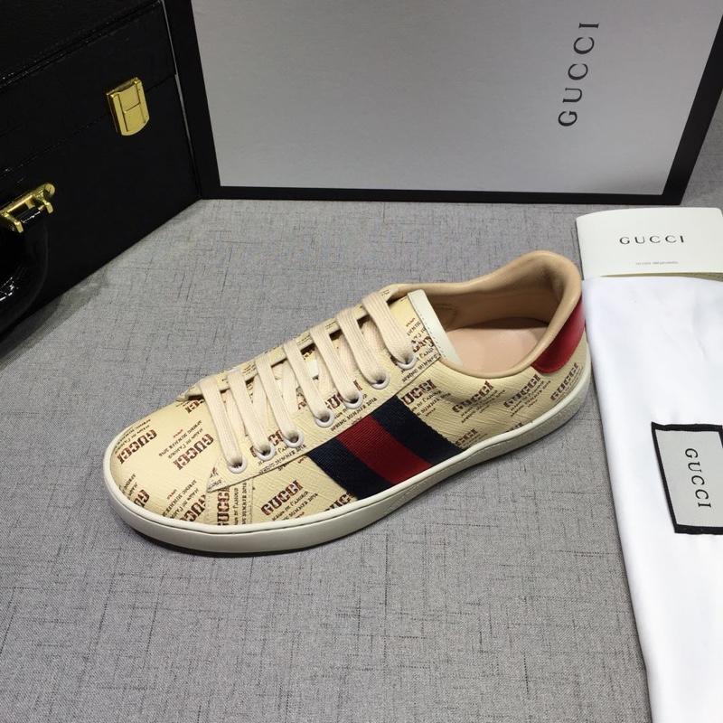 Gucci Fashion Sneakers Yellow and Gucci print with white sole MS07753