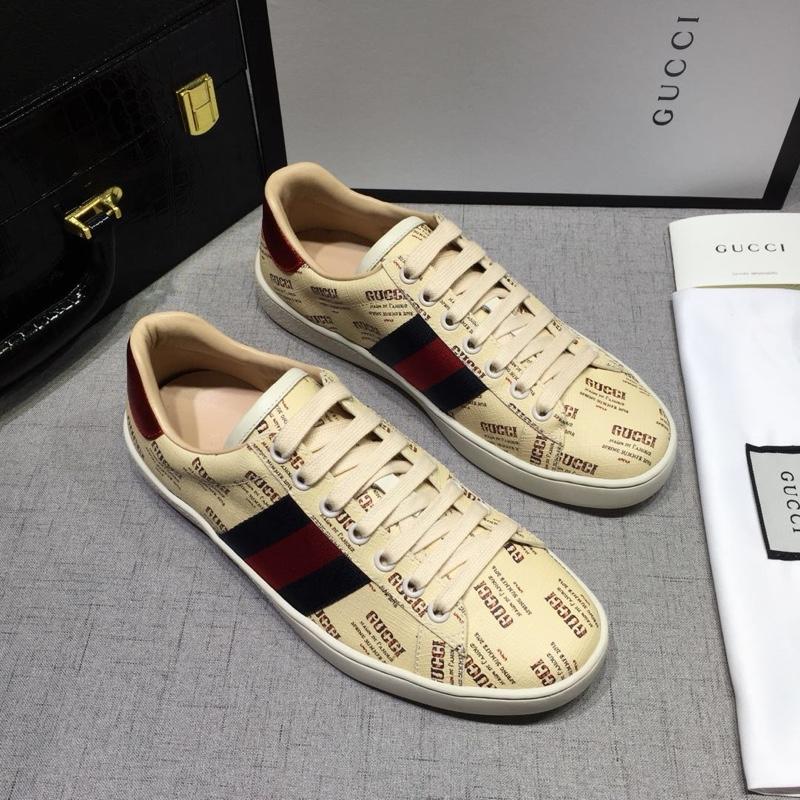 Gucci Fashion Sneakers Yellow and Gucci print with white sole MS07753