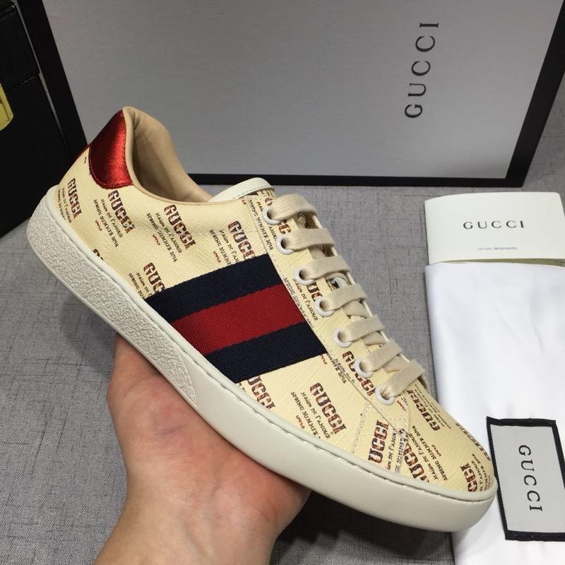 Gucci Fashion Sneakers Yellow and Gucci print with white sole MS07753