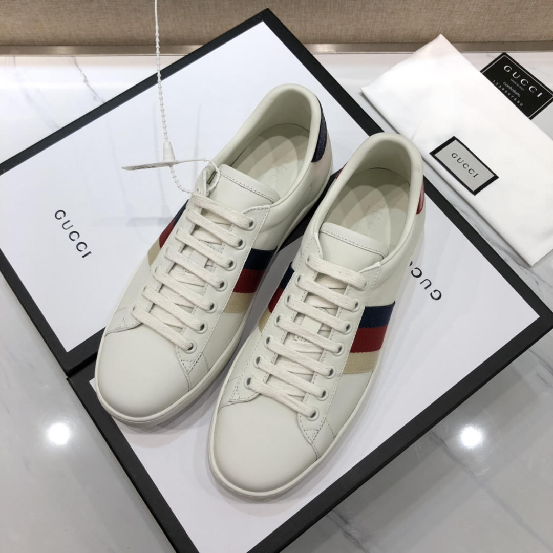 Gucci Fashion Sneakers White and tri-color web with white sole MS07735