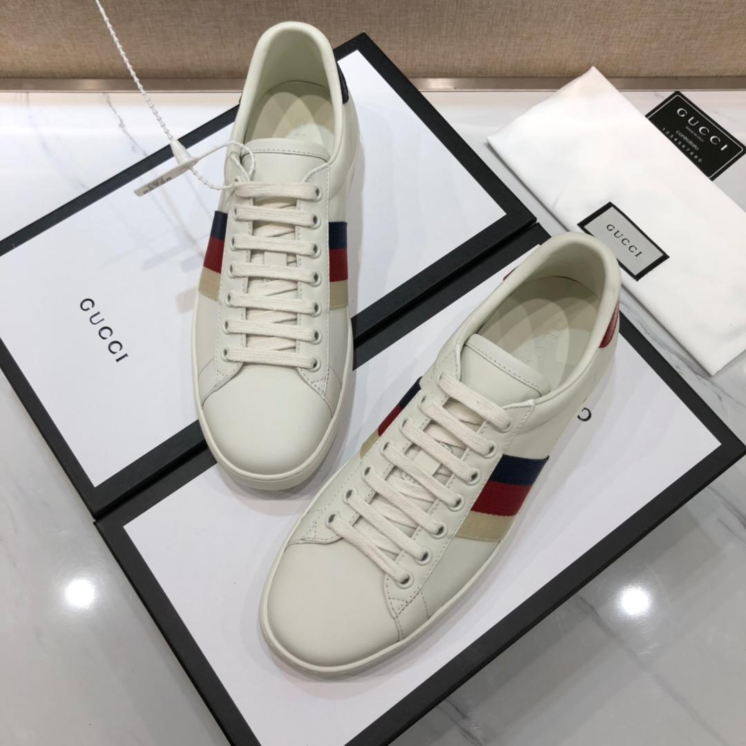 Gucci Fashion Sneakers White and tri-color web with white sole MS07735