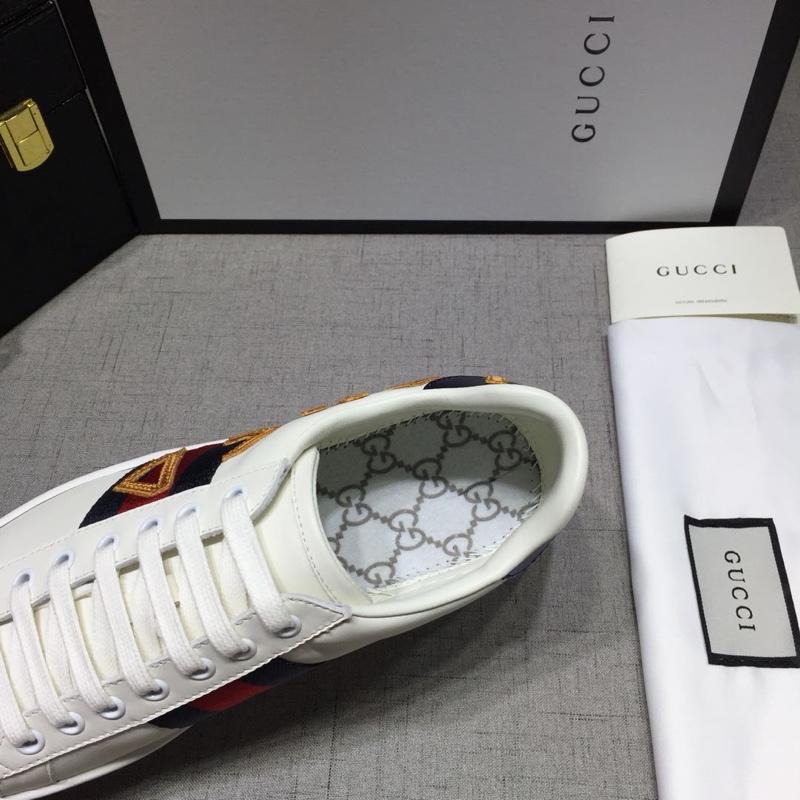 Gucci Fashion Sneakers White and gold loved embroidery with white sole MS07766