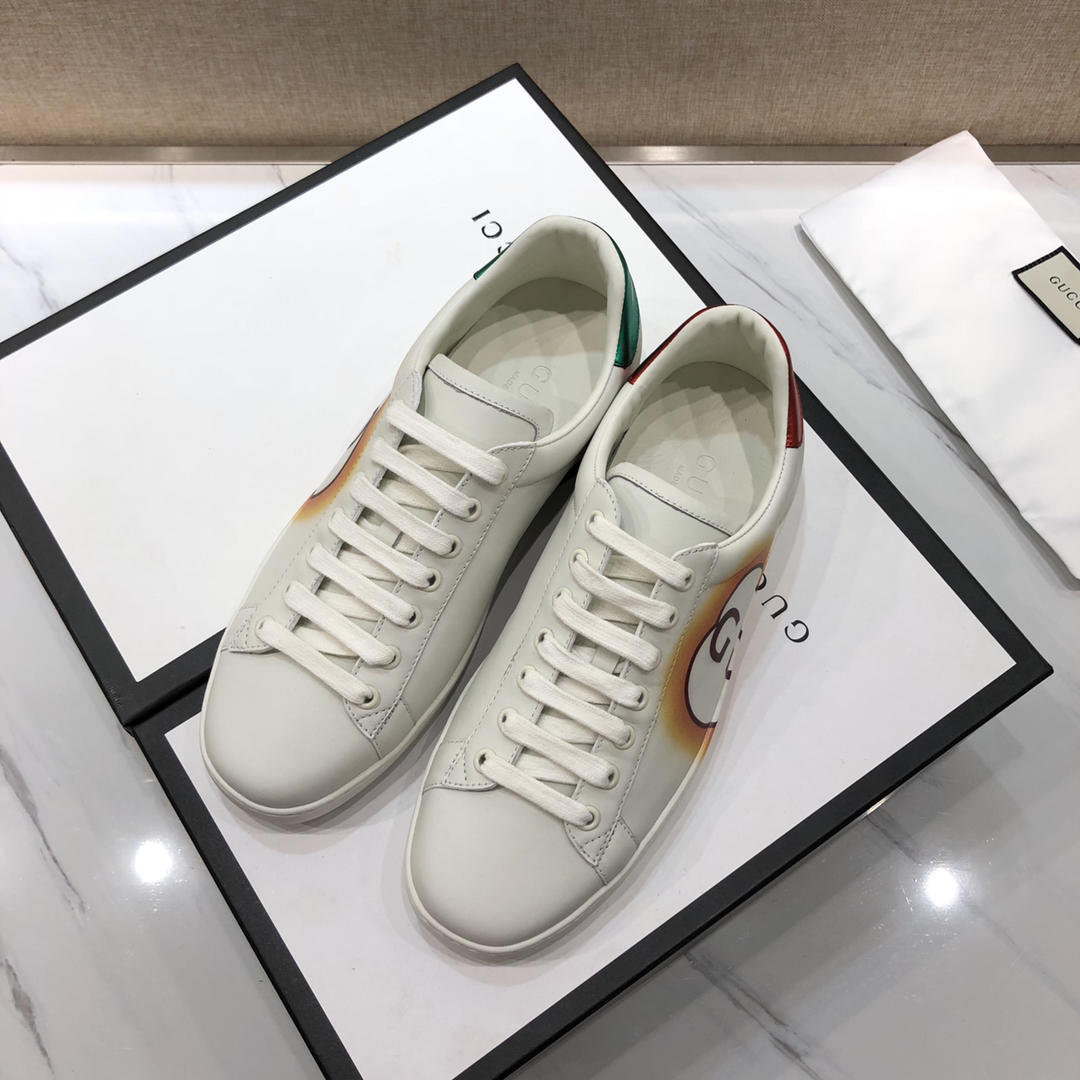 Gucci Fashion Sneakers White and GG print with white rubber sole MS07626