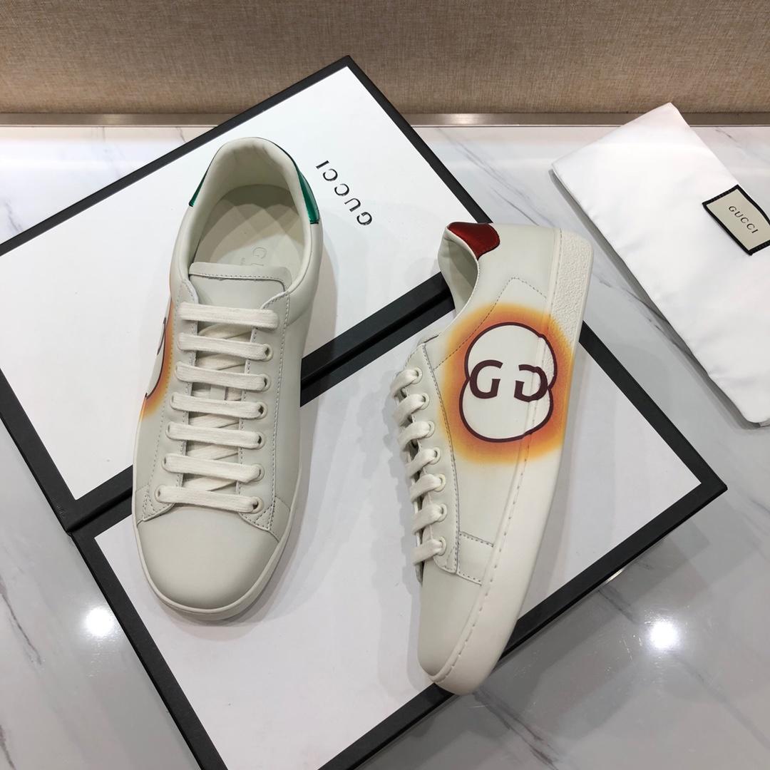 Gucci Fashion Sneakers White and GG print with white rubber sole MS07626