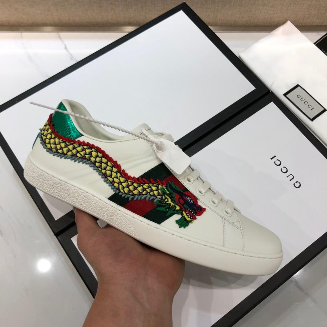 Gucci Fashion Sneakers White and dragon embroidery with white sole MS07734