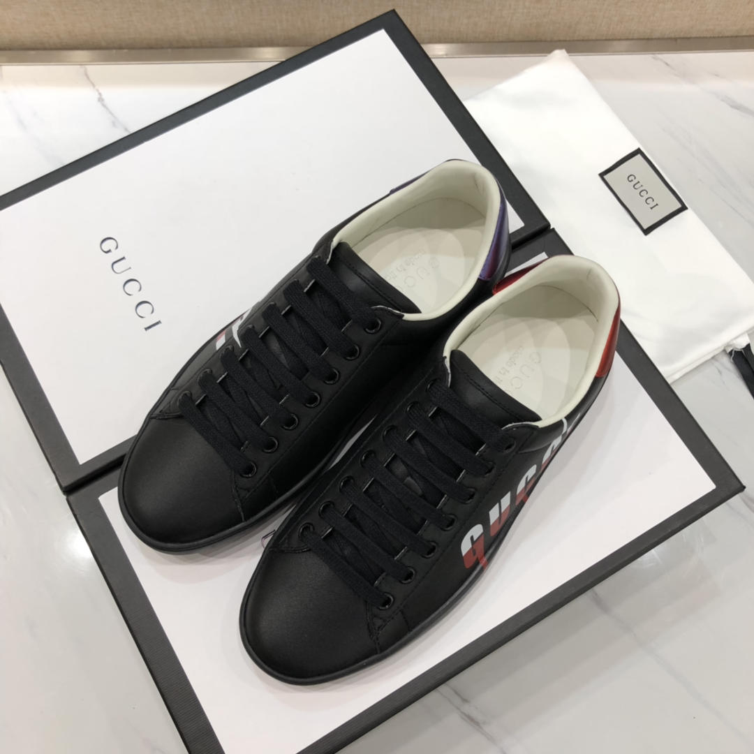 Gucci Fashion Sneakers Black and Gucci vintage print with black sole MS07707