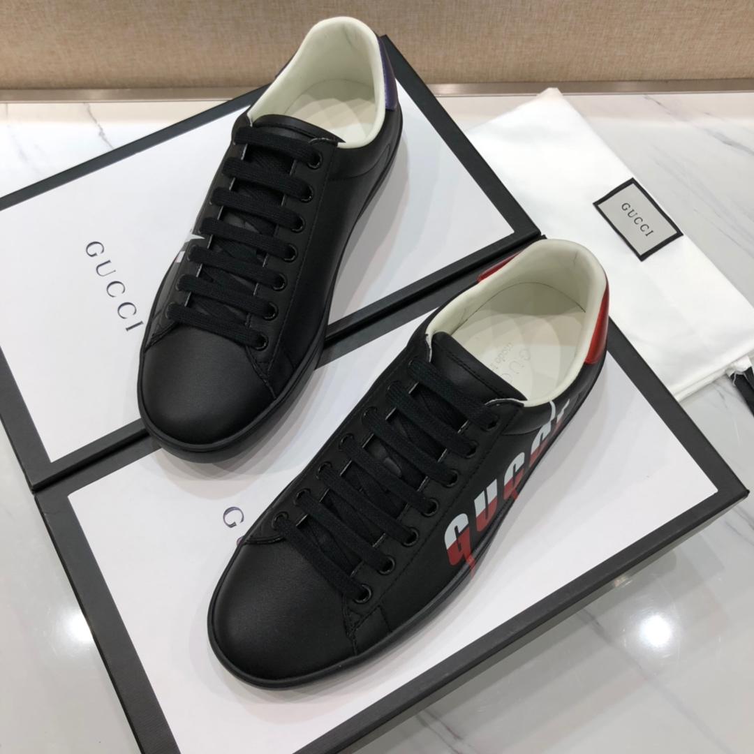 Gucci Fashion Sneakers Black and Gucci vintage print with black sole MS07707