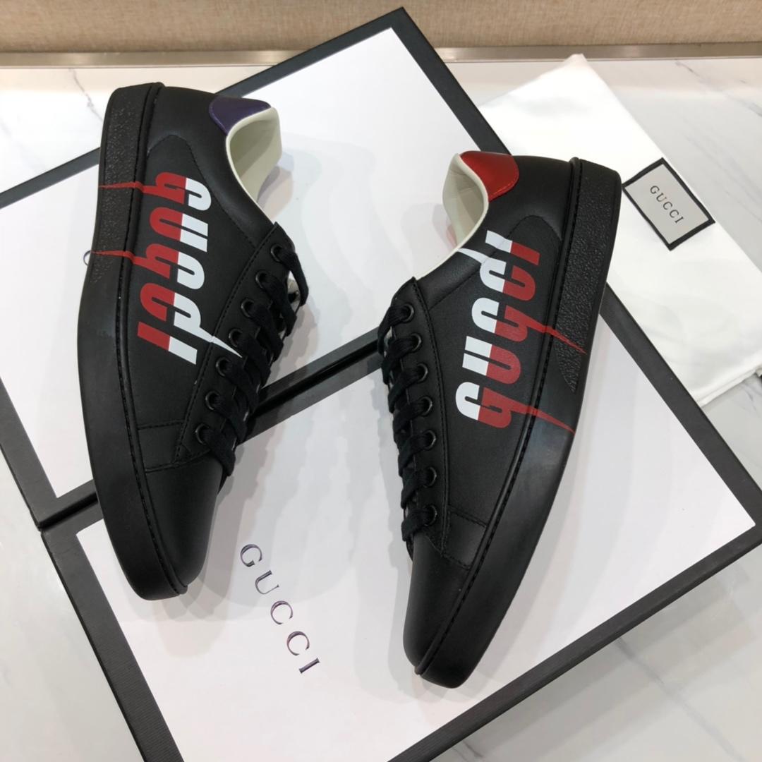 Gucci Fashion Sneakers Black and Gucci vintage print with black sole MS07707