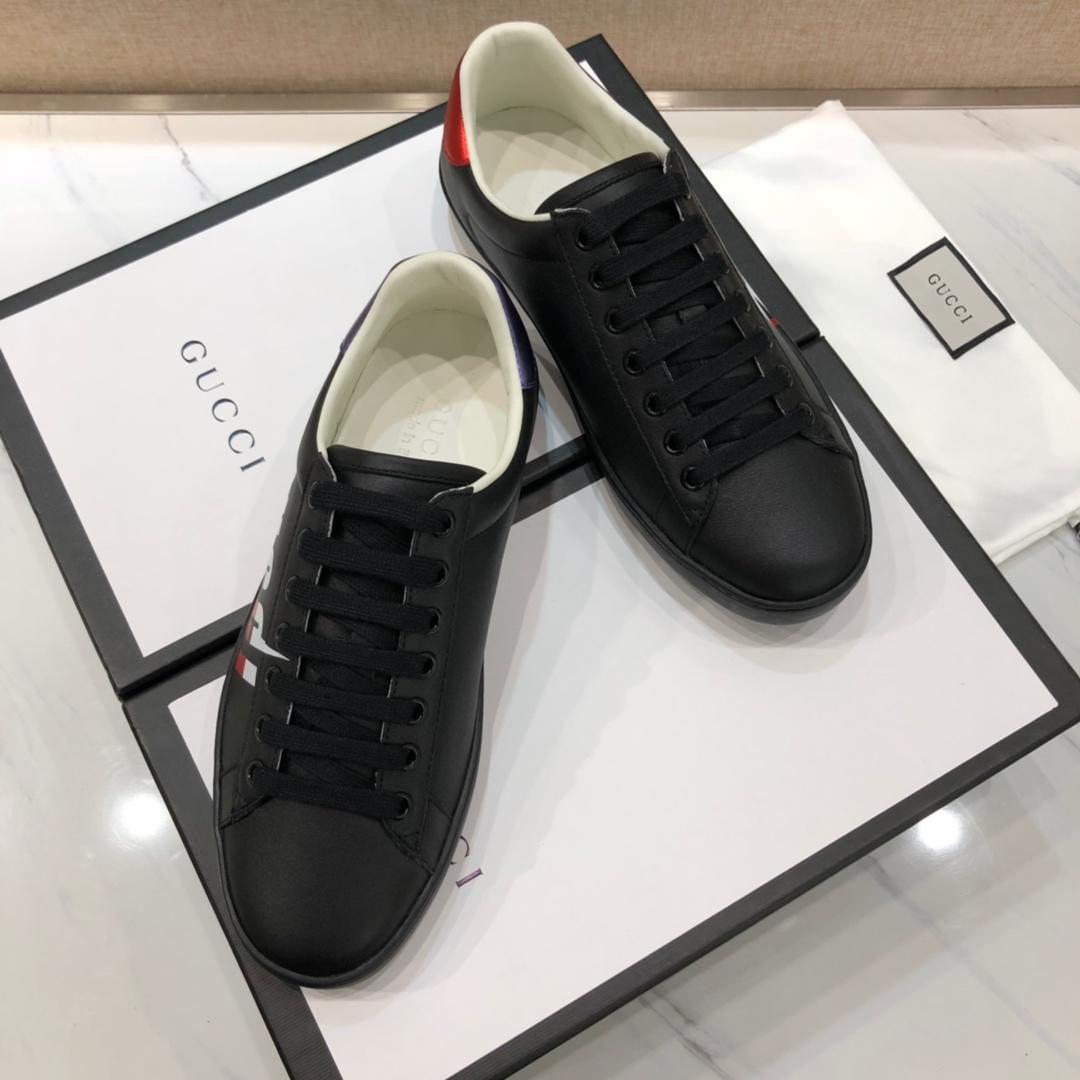 Gucci Fashion Sneakers Black and Gucci vintage print with black sole MS07707