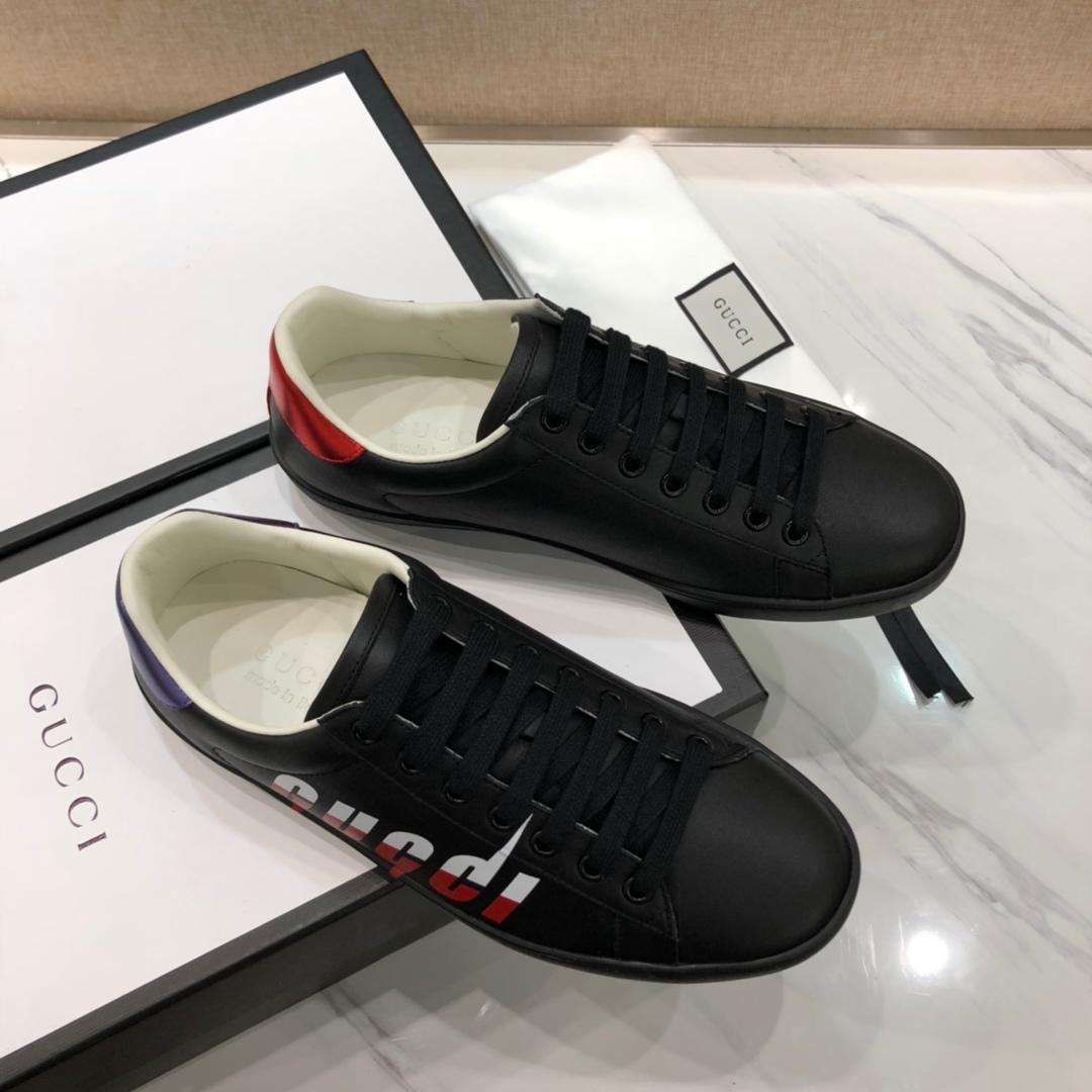 Gucci Fashion Sneakers Black and Gucci vintage print with black sole MS07707