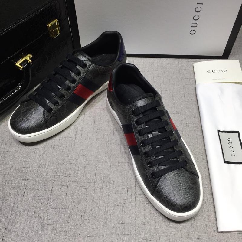 Gucci Fashion Sneakers Black and GG lettering with white sole MS07756