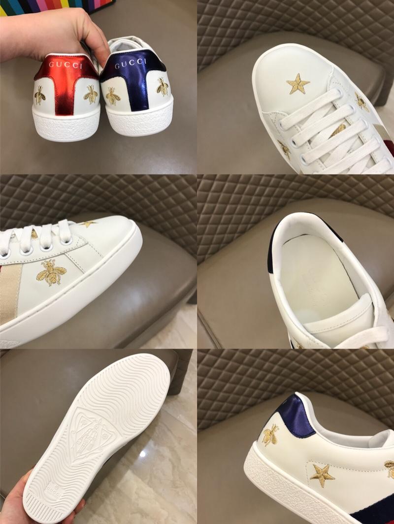 Gucci Fashion Desgin Sneaker White and gold bee embroidery with white sole MS02200