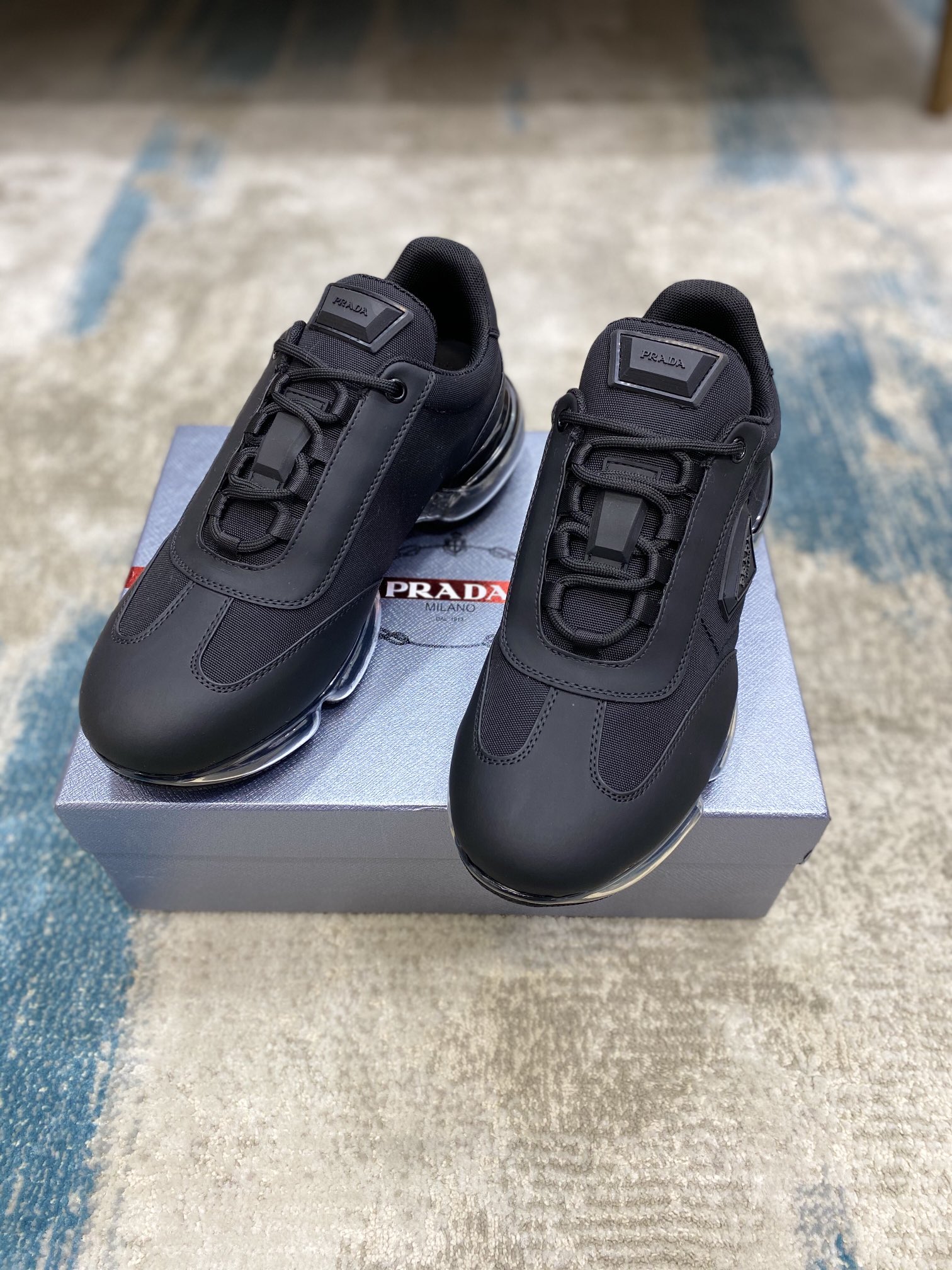 PRADA sneakers with black white grey