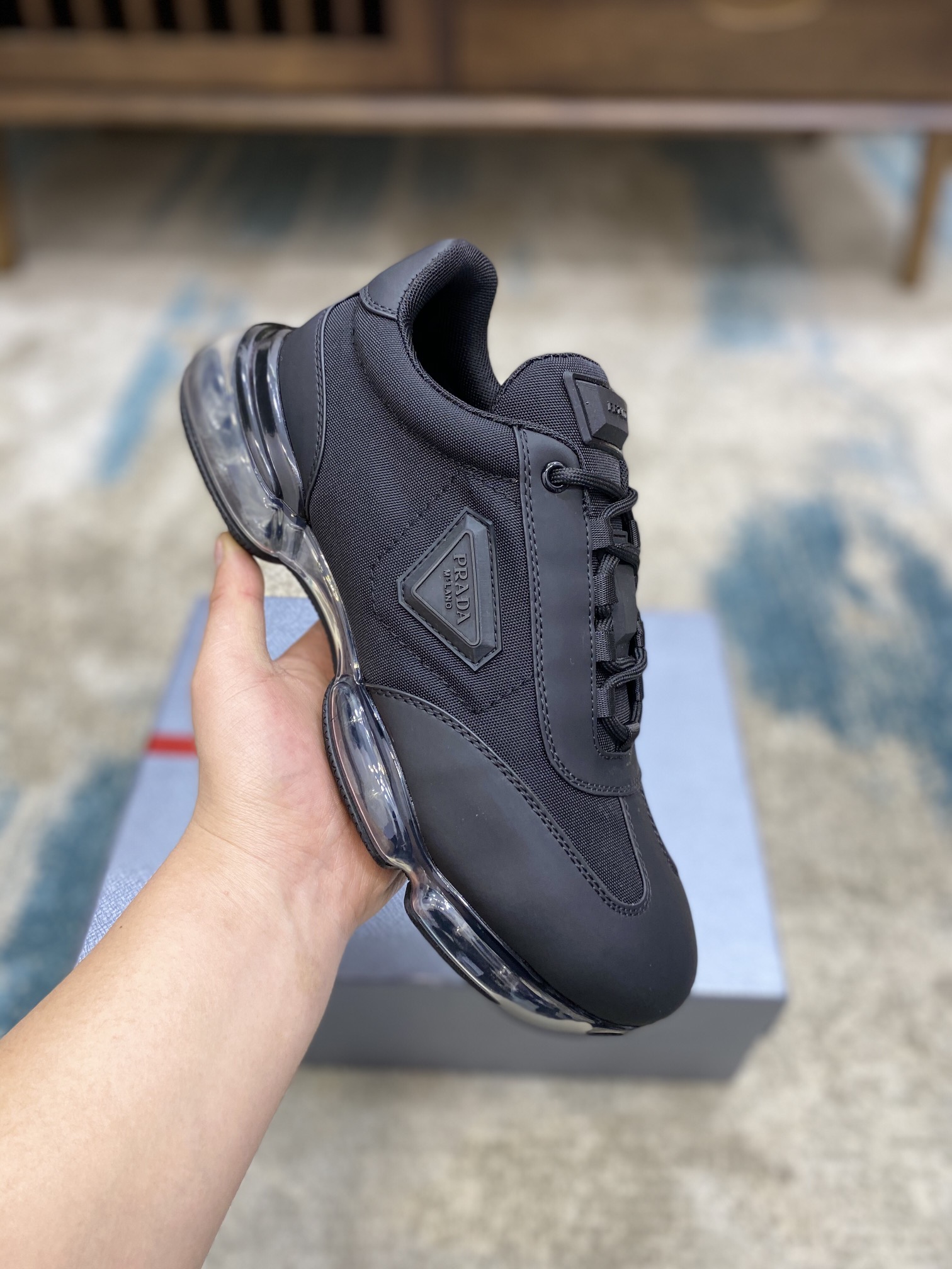 PRADA sneakers with black white grey