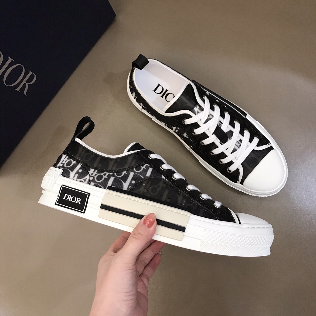 Dior Sneaker B23 in Black with White Logo low