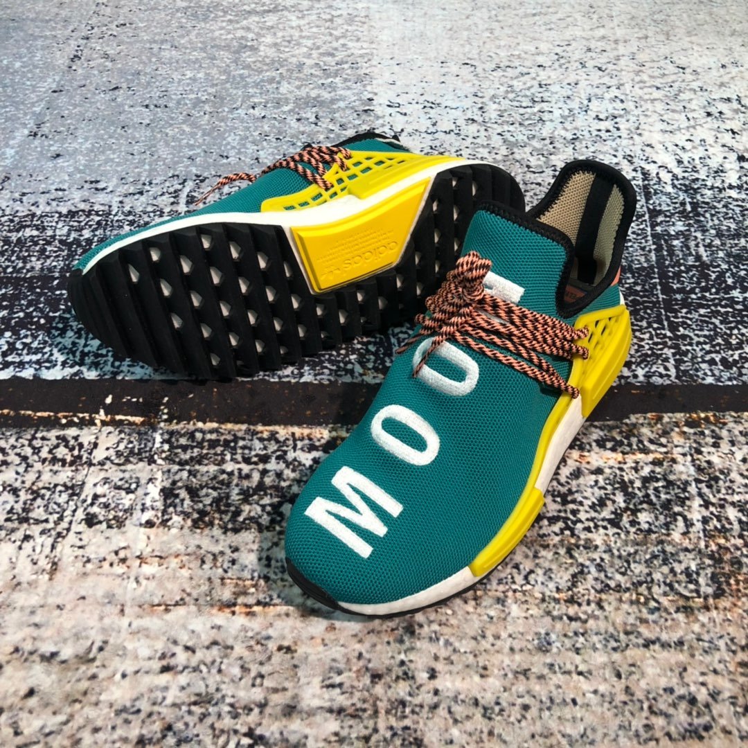 High Quality Adidas x Pharrell Williams Human Race HU NMD Trail Sunglow Green with BASF boost