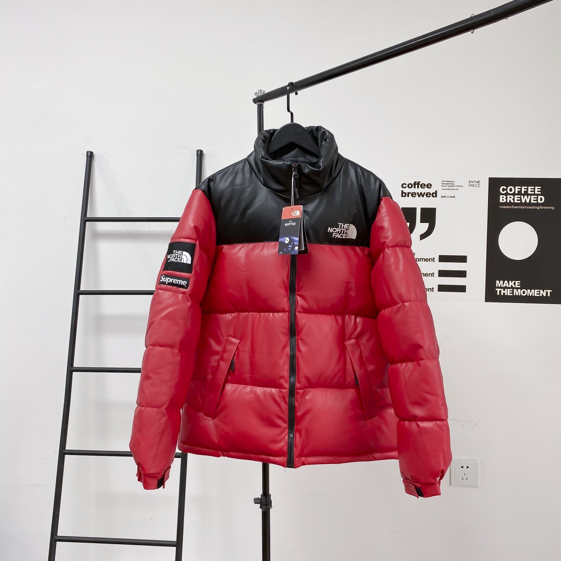 The North Face Down Jacket Leather in Black