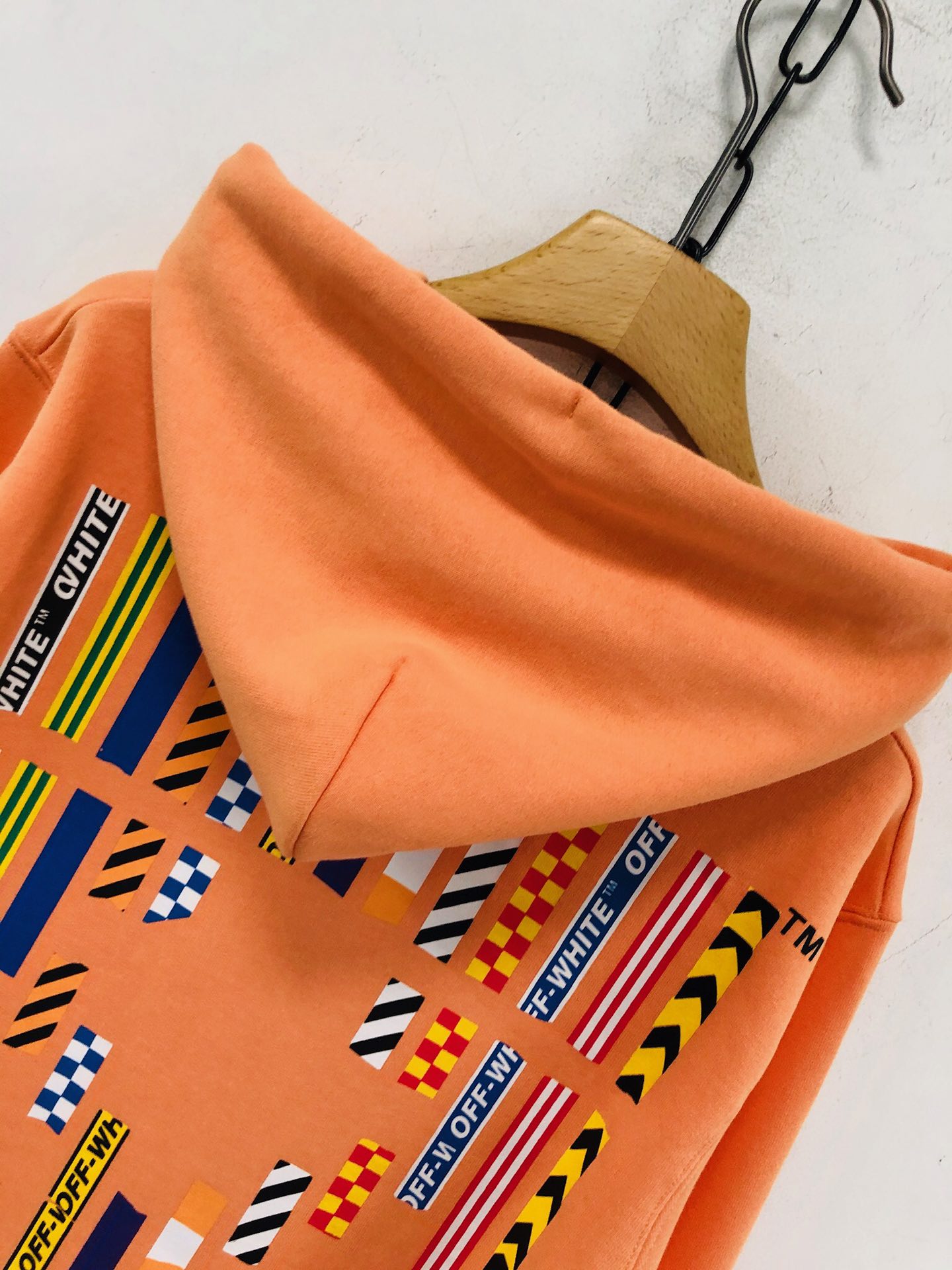 Off-White Hoodie Logo Cotton in Orange