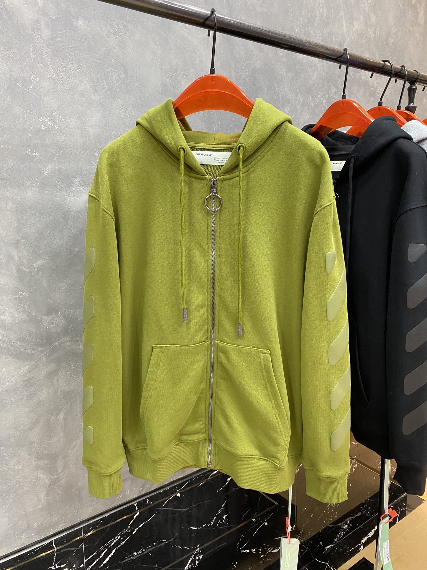 Off-White Hoodie Logo Cotton in Green